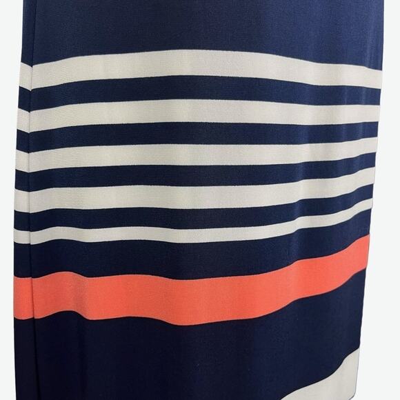 JESSICA HOWARD Stripe Navy Blue Pink Sleeveless Maxi Jersey Knit Stretch Dress S - Picture 9 of 16
